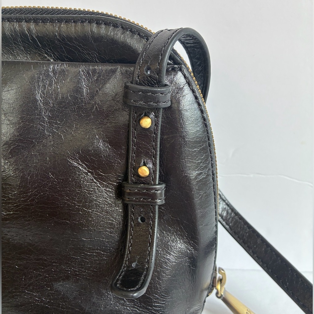 HOBO Nash Black Glossy Leather Crossbody Tassel Handbag Purse - Picture 7 of 11